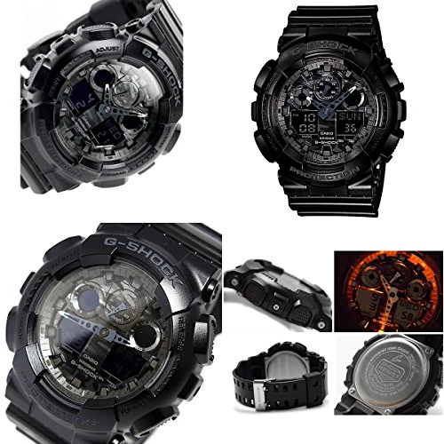 自衛隊 警察官 公務員 G-SHOCK Camouflage Dial Series 20気圧防水 アナデジ プラベルトウォッチ メンズ向(GA-100CF-1A GA-100CF-1A9 GA-100CF-8A GA-100CF-8AER) (GA-100CF-1A(ブラックシルバー))