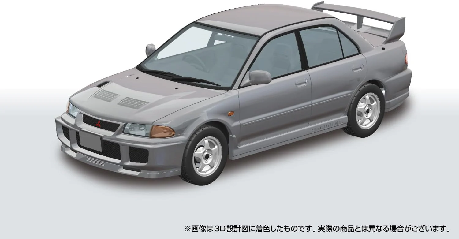 Aoshima 1/24 RakuPla Snap Kit No.04-QS CE9A Lancer GSR Evolution III 1995 Queen's Silver - Image 3