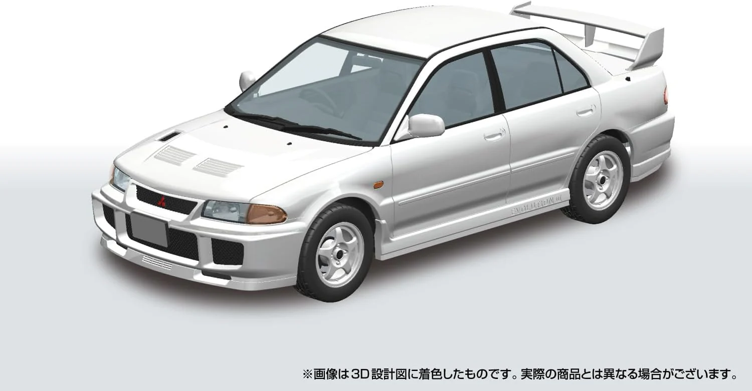 Aoshima 1/24 RakuPla Snap Kit No.04-SW CE9A Lancer GSR Evolution III 1995 Scotia White - Image 3