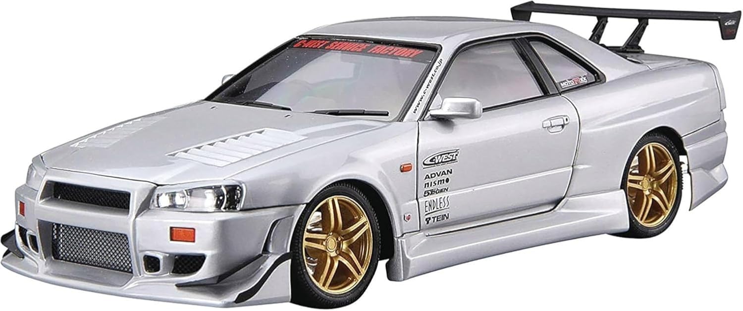 Aoshima 1/24 The Tuned Car Series No.50 Nissan C-WEST BNR34 Skyline GT-R '02 - Image 4