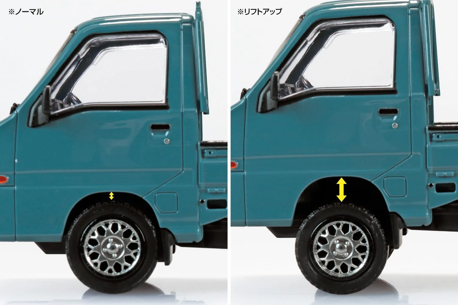 Aoshima 1/32 RakuPla Snap Kit No.05CU-BG Subaru Sambar Truck Custom Wheels Blue Gray - Image 6
