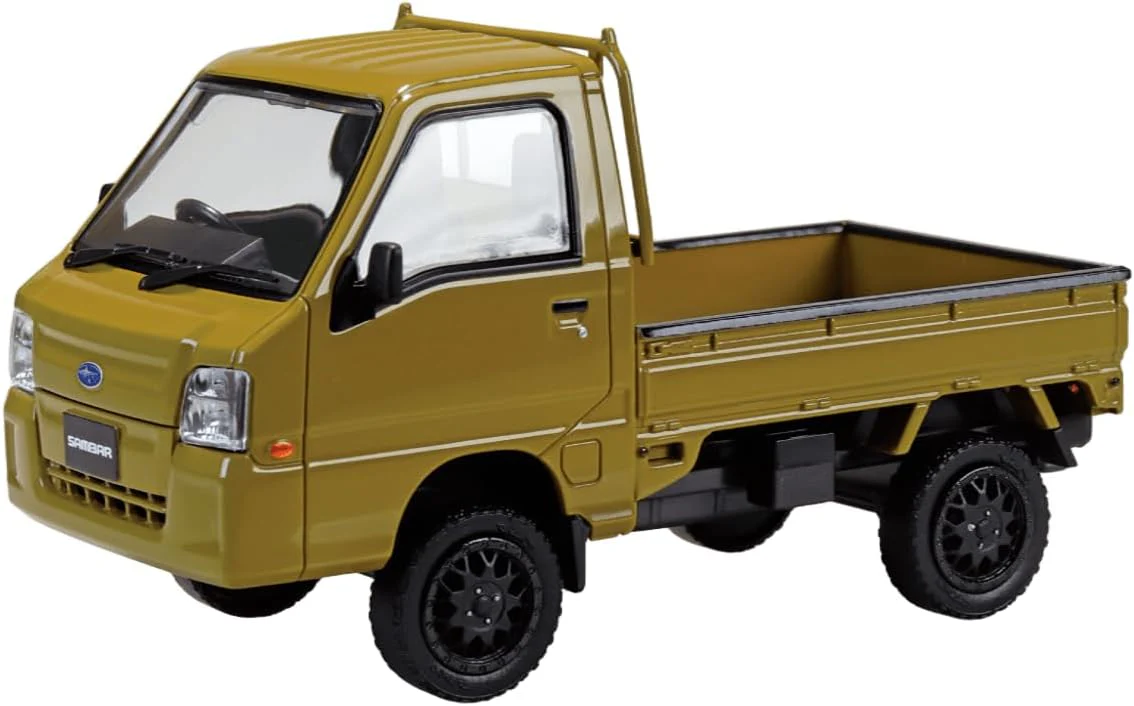 Aoshima 1/32 RakuPla Snap Kit No.05CU-OE Subaru Sambar Truck Custom Wheels Olive