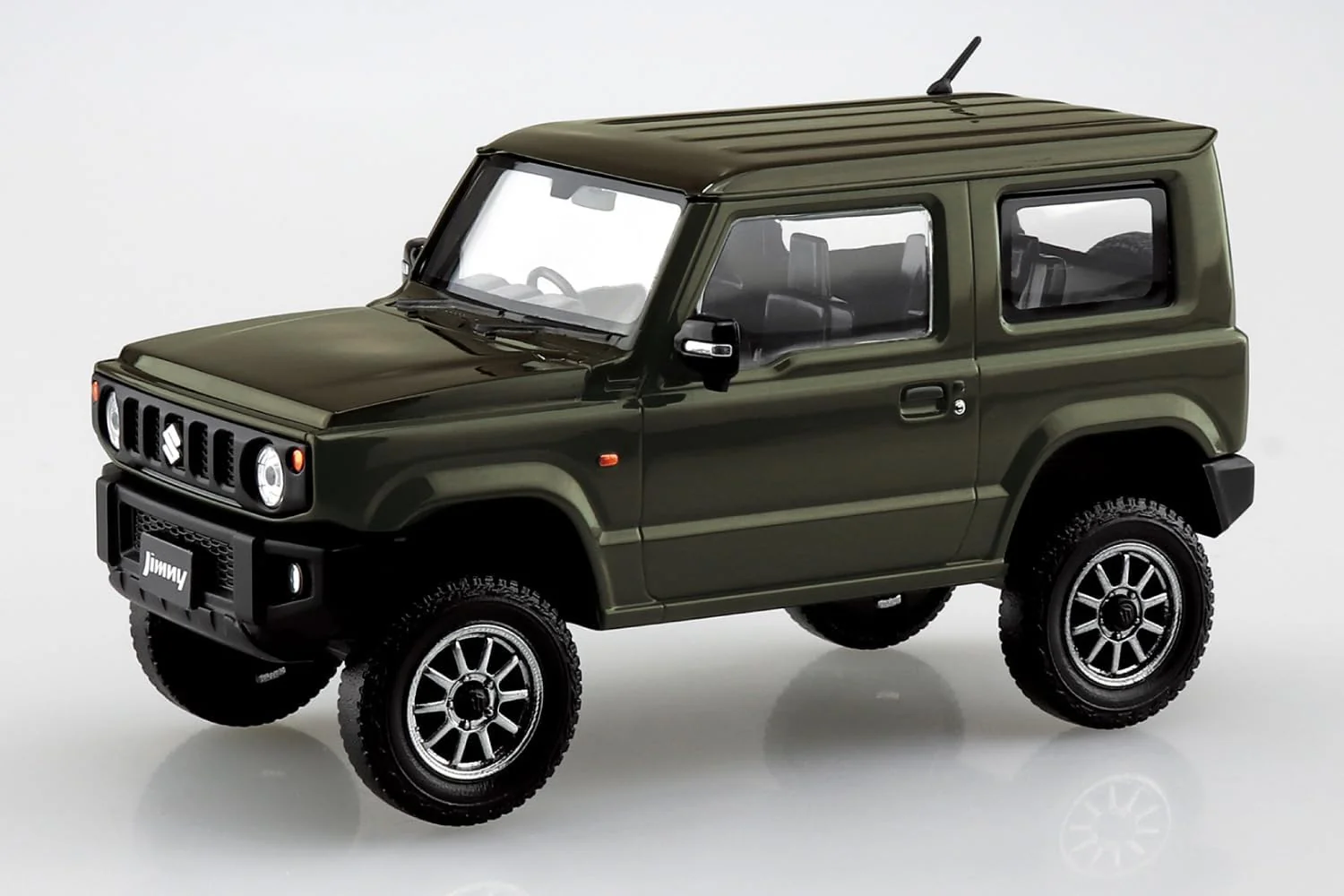 Aoshima 1/32 RakuPla Snap Kit No.09CU-JG Suzuki JB64 Jimny Custom Wheel (Jungle Green) - Image 2