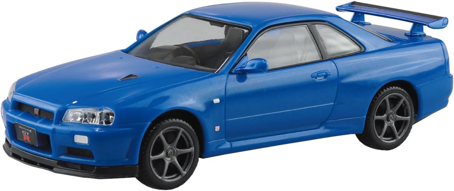 Aoshima 1/32 RakuPla Snap Kit No.12-BB Nissan R34 Skyline GT-R Bayside Blue - Image 4