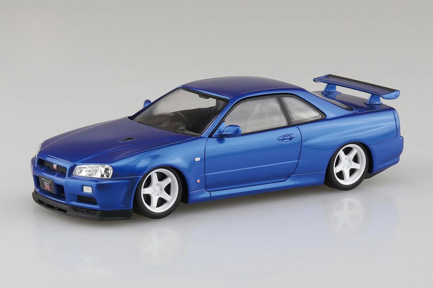Aoshima 1/32 RakuPla Snap Kit No.12CU-BB Nissan R34 Skyline GT-R Custom Wheels (Bayside Blue) - Image 3