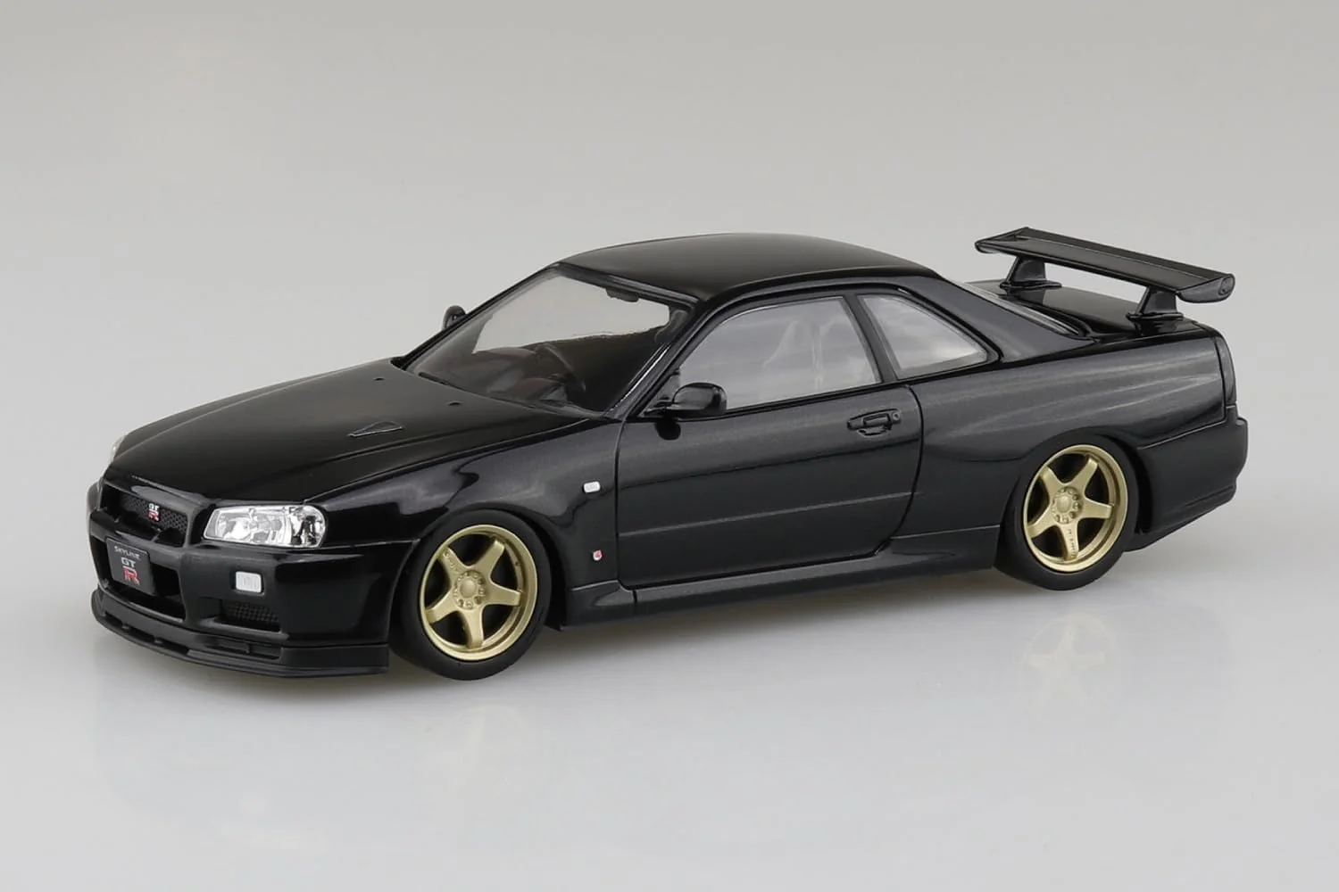 Aoshima 1/32 RakuPla Snap Kit No.12CU-BP Nissan R34 Skyline GT-R Custom Wheels (Black Pearl) - Image 3
