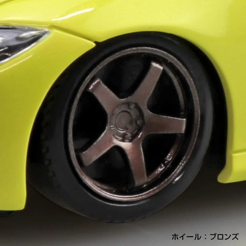 Aoshima 1/32 RakuPla Snap Kit No.17CU-IY RZ34 Fairlady Z Custom Wheels (Ikazuchi Yellow) - Image 9