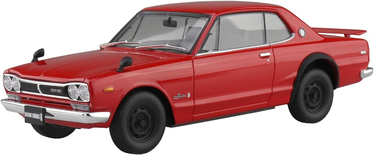 Aoshima Bunka Kyozai 01-RE 1/24 Raku Plastic Snap Car Series KPGC10 Skyline HT 2000GT-R 1970 Red - Image 4