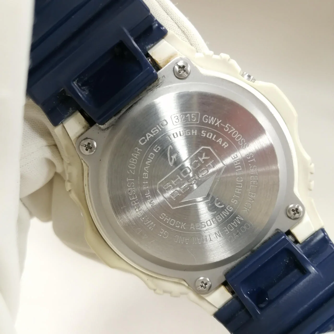 CASIO G-SHOCK GWX-5700SS White x Navy, with yellowing - Image 9