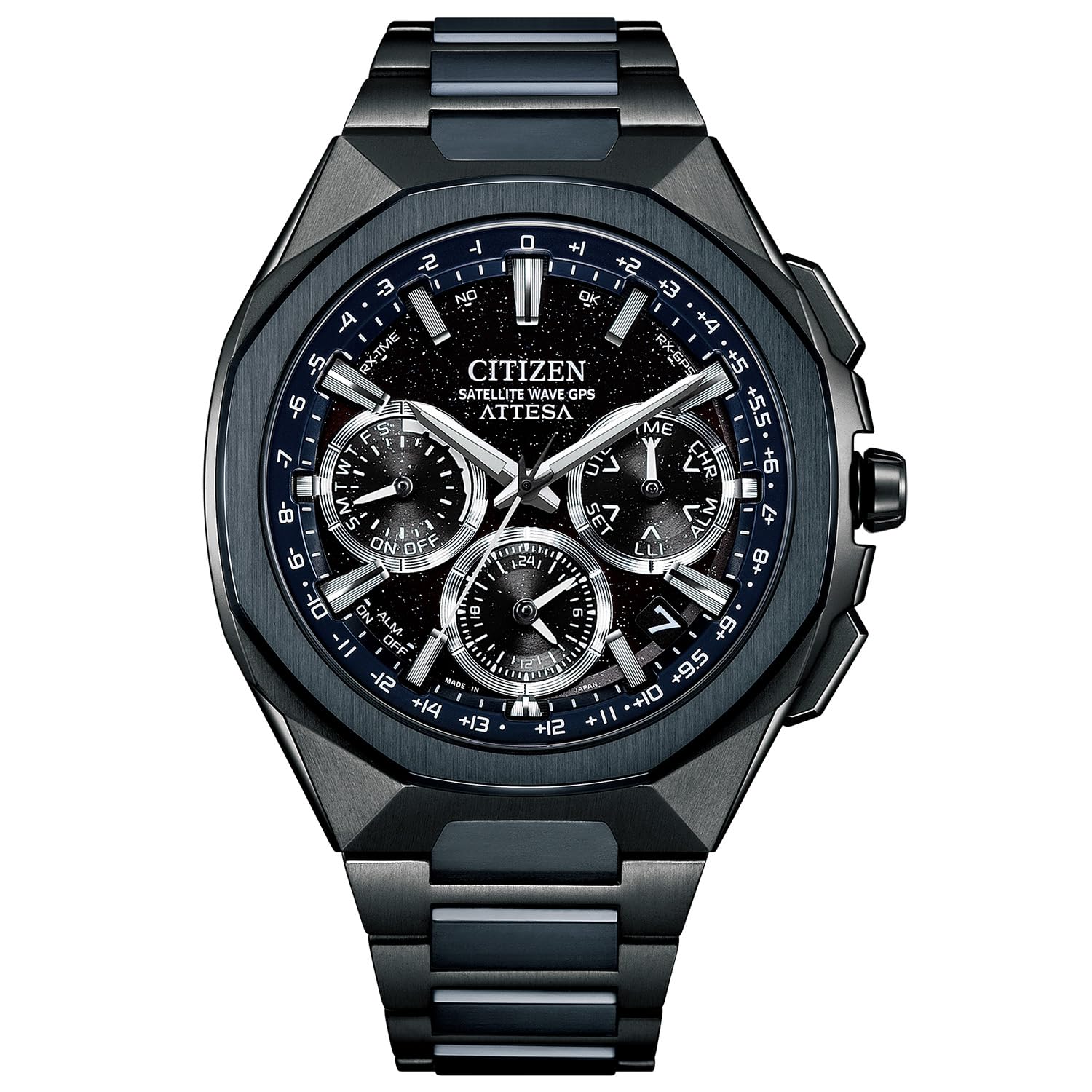 [CITIZEN] 腕時計 メンズ ATTESA CC4106-74E 電波時計 防水 限定 Blue Universe Collection 黒 青 ブラック ブルー 軽量 チタニウム サファイアガラス 光発電エコ・ドライブ アテッサ ビジネス アナログ ブランド クロノグラフ GPS衛星電波時計 電波ソーラー
