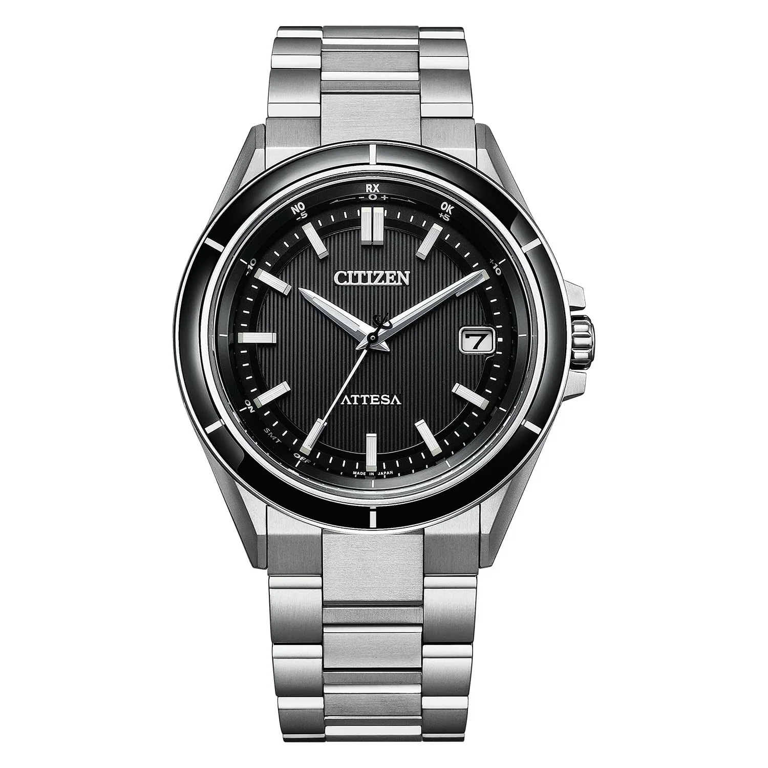 [Citizen] 腕時計 ATTESA (電波時計/防水/サファイアベゼル) CB3030-76E 軽量 チタン 光発電エコ・ドライブ ACT Line サファイアガラス メンズ ビジネス アナログ シンプル 日付 シルバー ブラック 黒 電波ソーラー
