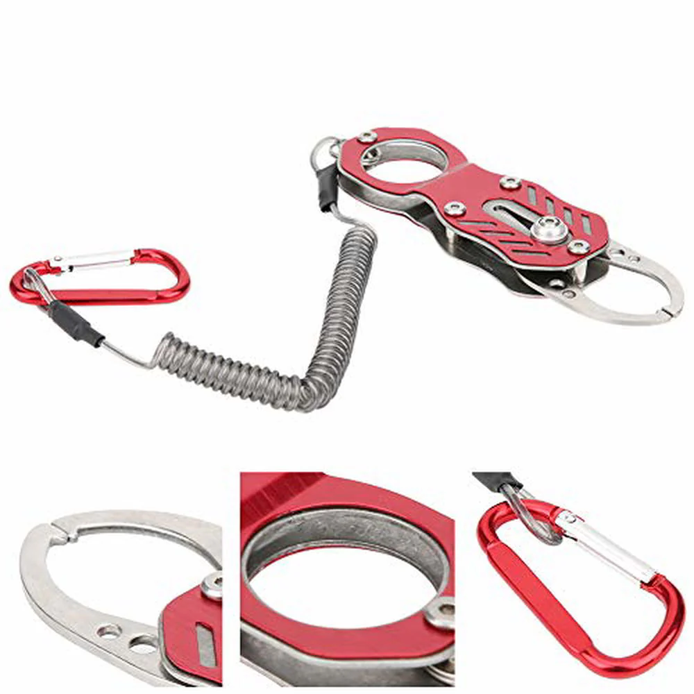EBTOOLS. フィッシンググリップ グリッパー フィッシュキャッチャー 魚掴み器 軽量 ステンレス鋼製 防錆 淡水 海釣 安全ロープ付き 使いやすい 釣り具 2色(レッド) - Image 8