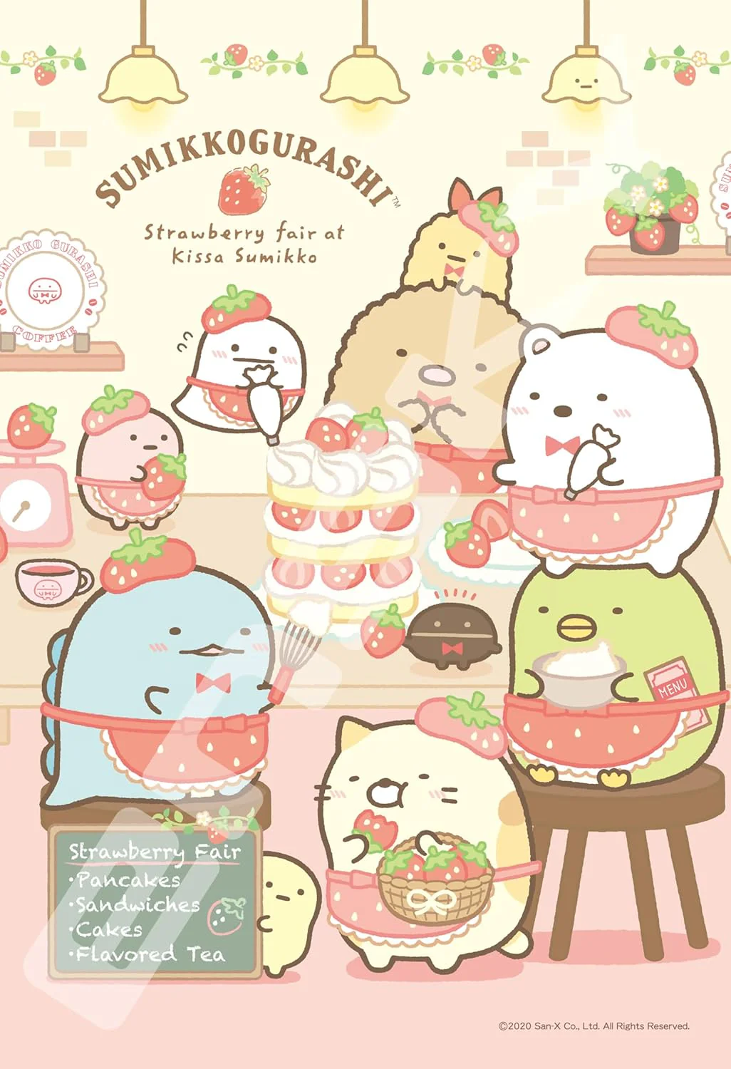 Ensky 300-1583 Strawberries at Cafe Sumikko - Sumikkogurashi (Puzzle, 300 Pieces, 26 x 38 cm)