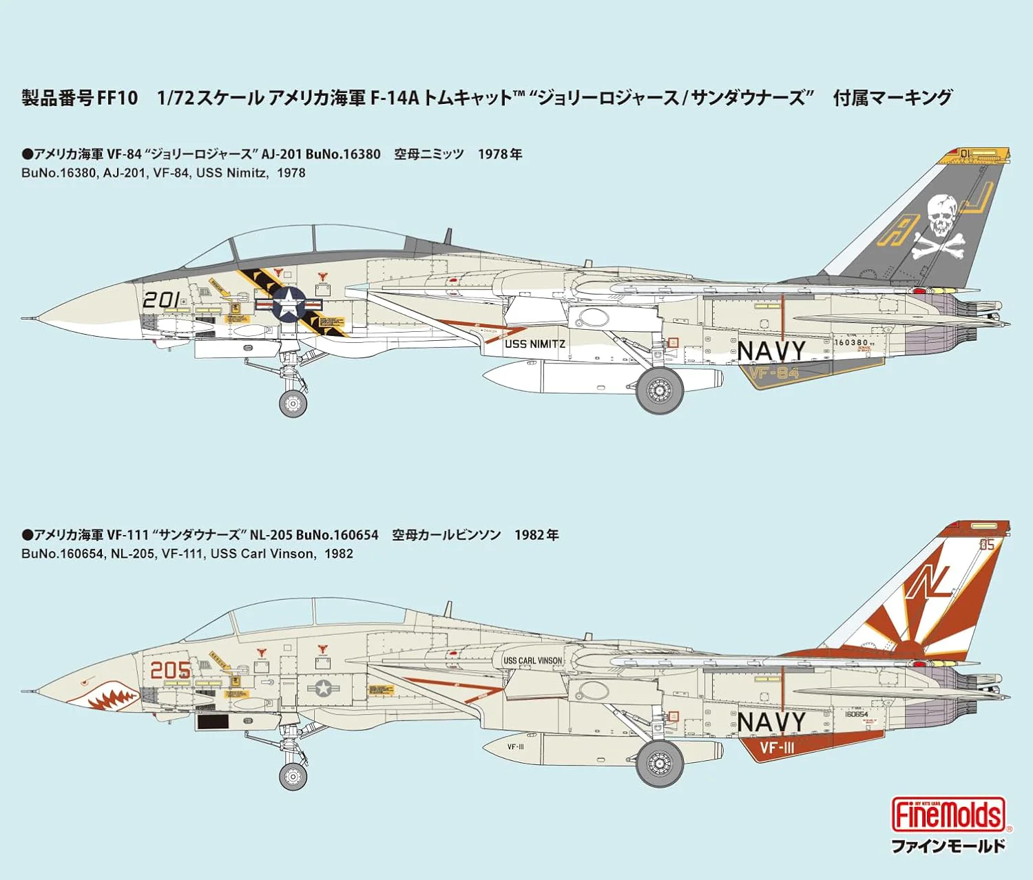 Fine Molds FF10 1/72 US Navy F-14A Tomcat Jolly Rogers/Sundowners - Image 8