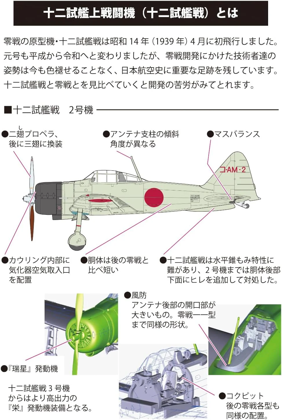 Fine Molds FR03 1/72 IJN 12-Shi Experimental Carrier Fighter A6M1 (ZERO prototype) - Image 6