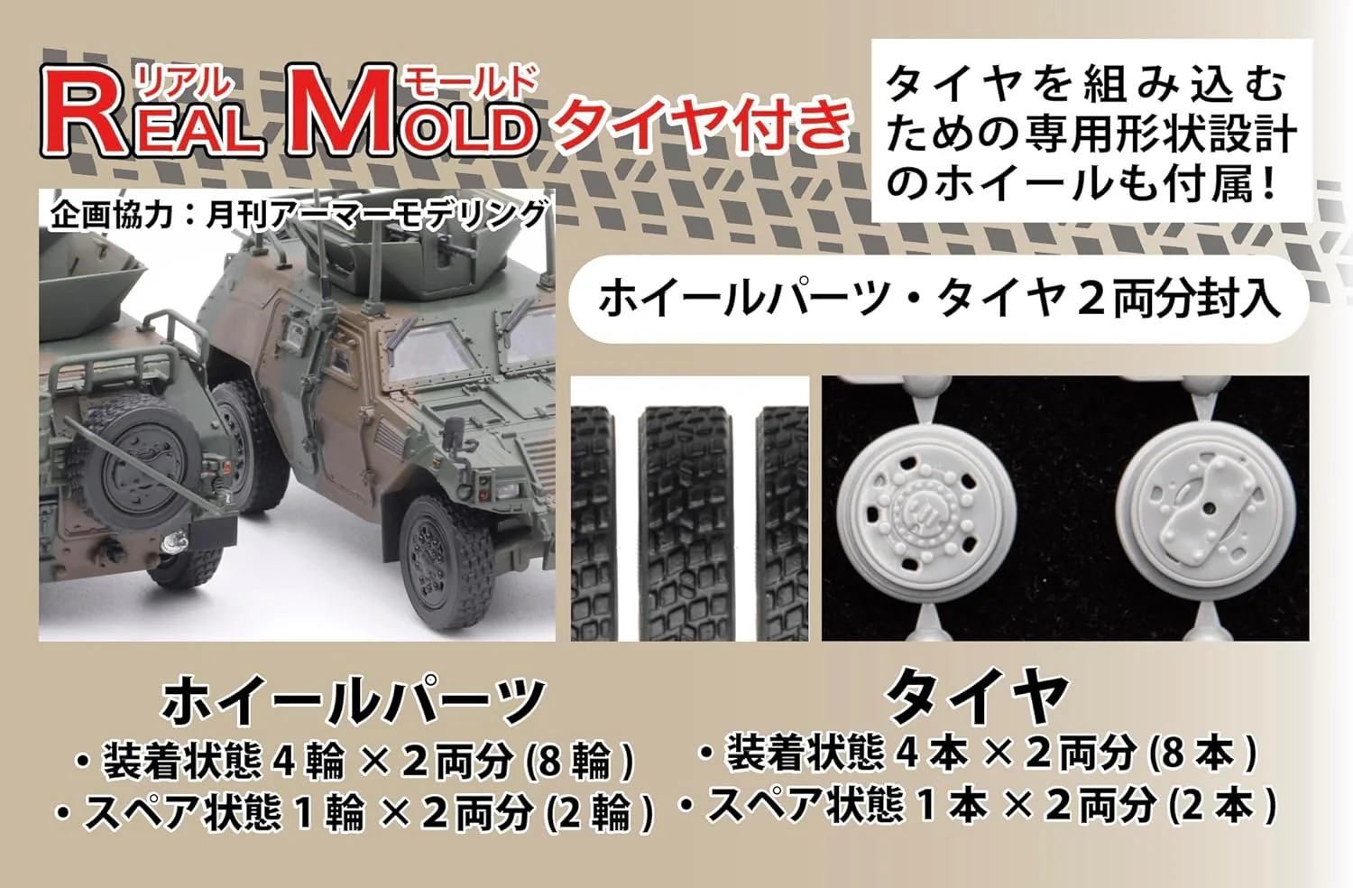 Fujimi 72M-17EX-1 1/72 JGSDF Light Armoured Vehicle (2-Cars Set) Special Edition (with Realistic Molded Tires) - Image 5