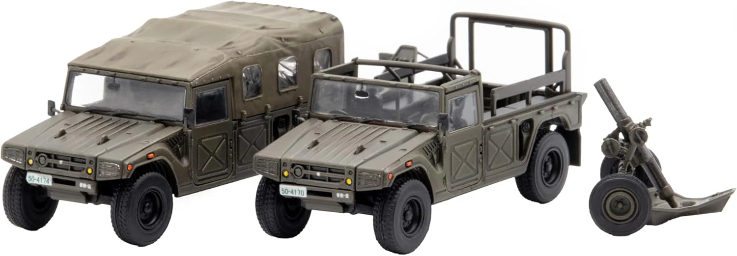 Fujimi 72M-20EX-2 JGSDF 120mm Heavy Mortar Towing Truck / 120mm RT Mortar (2 Units/2 Guns) Special Edition (with Realistic Molded Tires