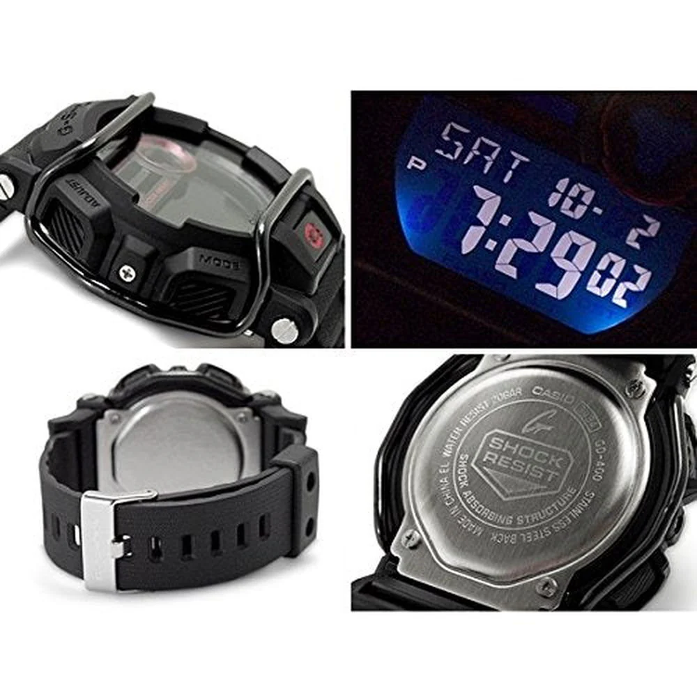 G-SHOCK Protector 20気圧防水 デジタル プラベルトウォッチ メンズ向ユニセックス(GD-400-1 GD-400-2 GD-400-3 GD-400-4 GD-400-9) (GD-400-1(ブラック)) - Image 3