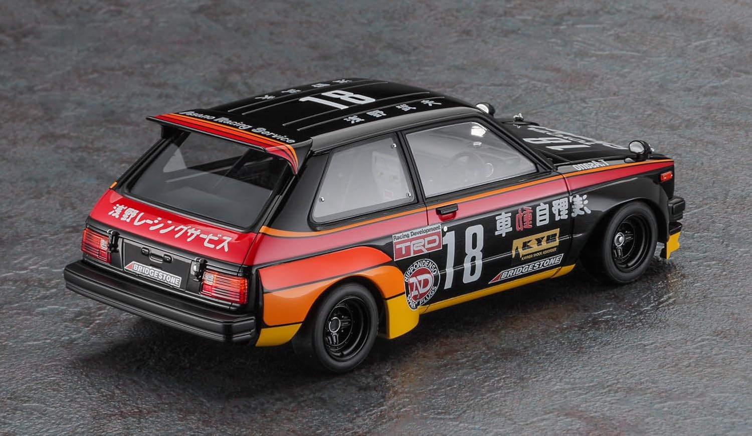 Hasegawa 20734 1/24 Asano Racing Service Starlet KP61 1982 Starlet Grand Cup Race Champion - Image 3