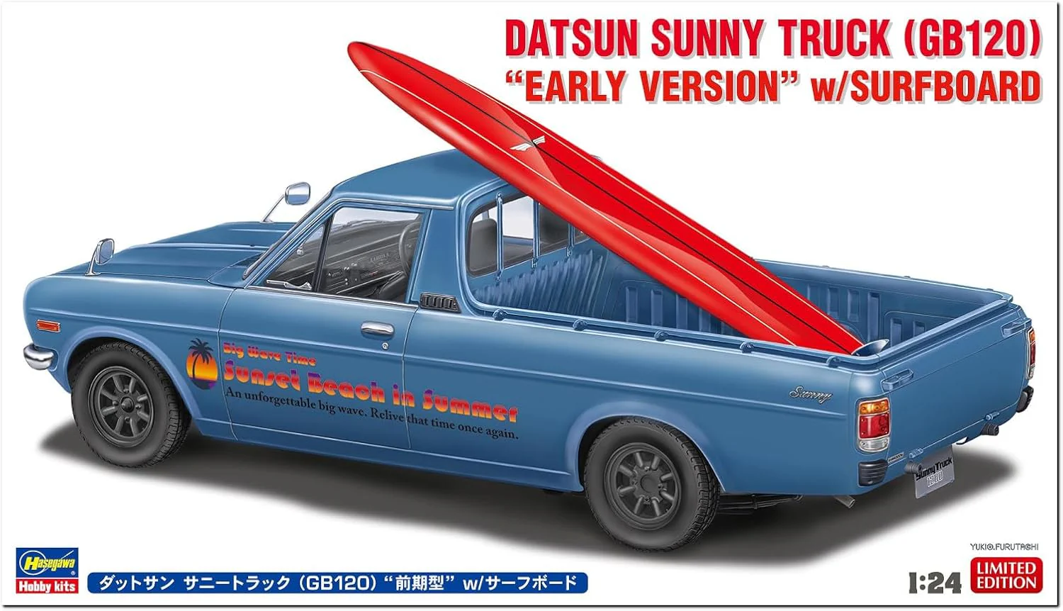 Hasegawa 20778 1/24 Datsun Sunny Truck (GB120) Early Version w/Surfboard - Image 2