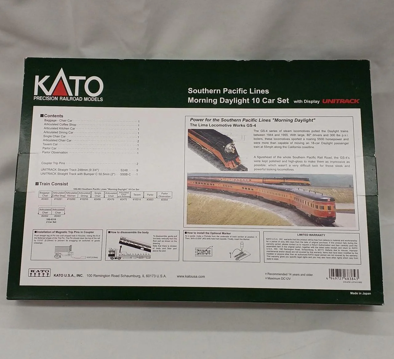 KATO N Gauge 10666-C Southern Pacific Railroad (Morning Dayli) - Image 2
