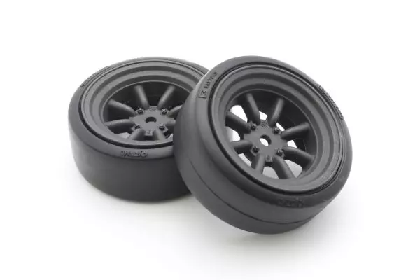 Kyosho FATH710BKD Drift Tires Installed FZD2 (8 Spoke Watanabe Wheel/BK/2 Pieces)