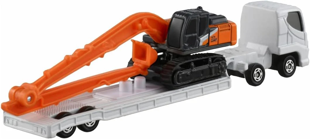 Tomica No. 143 Hydraulic excavator and heavy equipment transport vehicle - Image 3