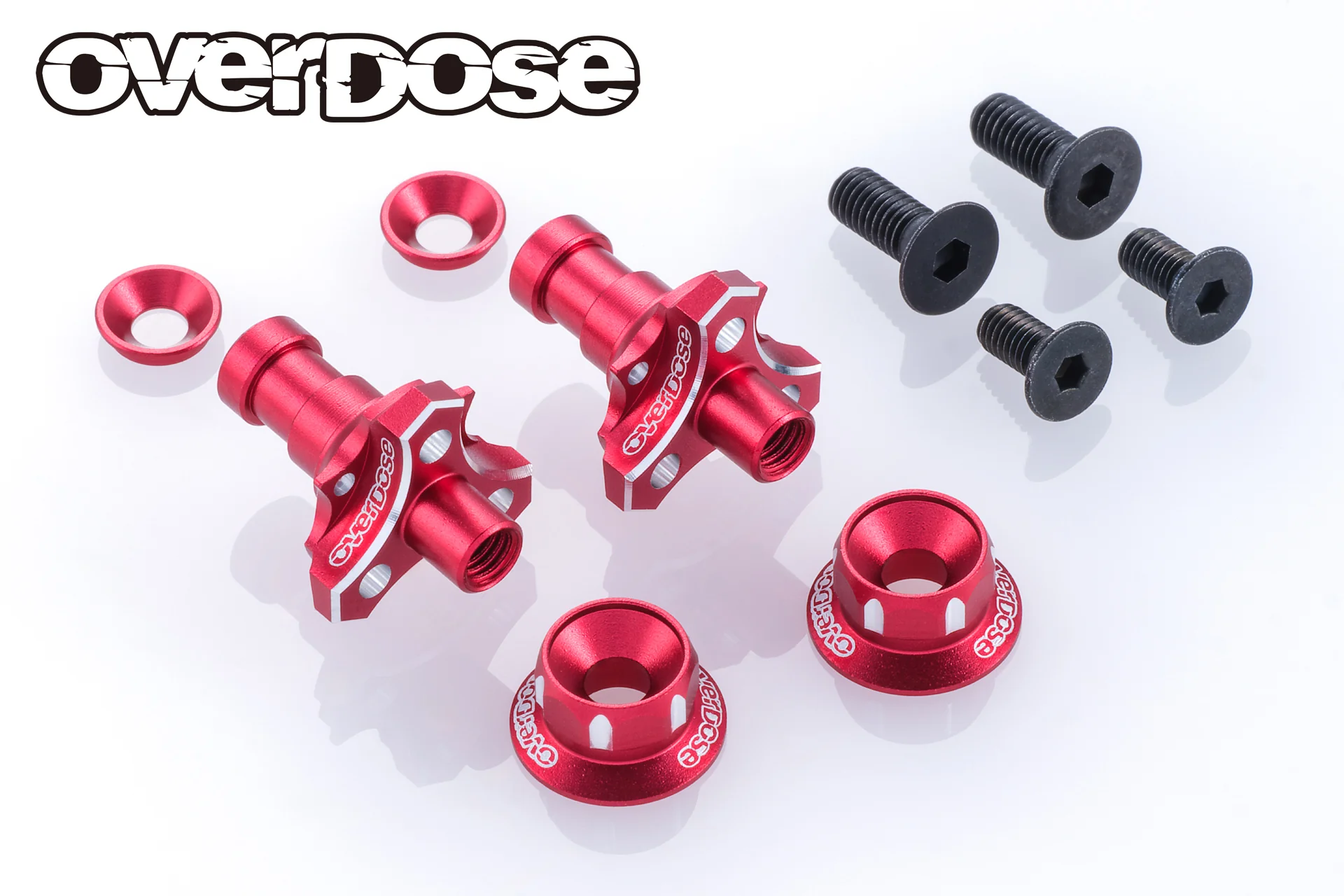 OVERDOSE OD3984 Aluminum One Piece Axle Shaft Type-2 (For OD/RWD Front/5mm/Red)