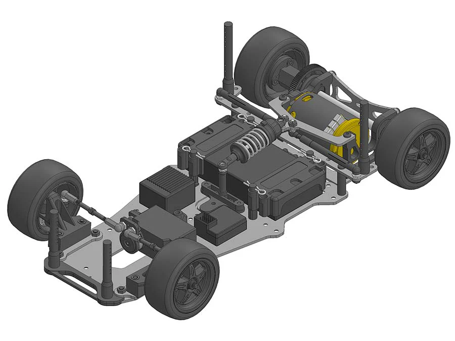Kawada M334L M300GT2R Long Chassis Kit 1/12 DD Car Carbon Chassis (Mini Rubber Tires)
