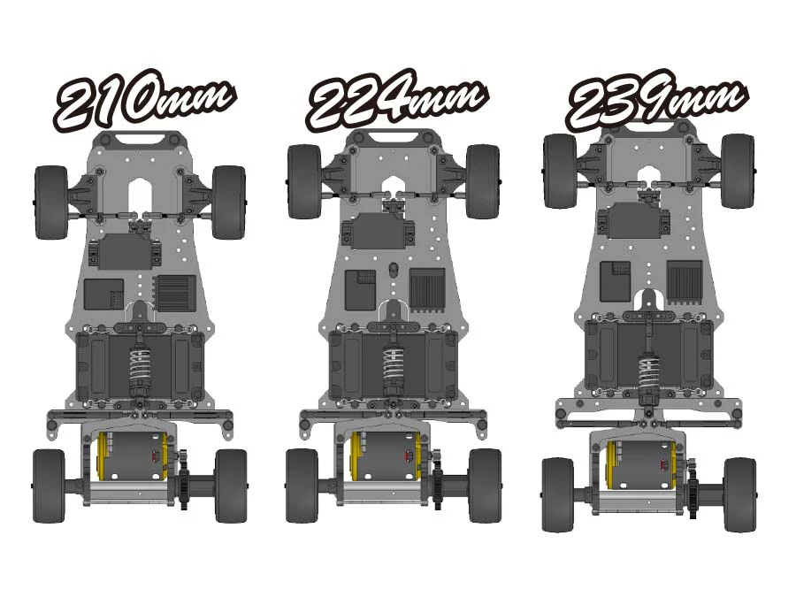 Kawada M334L M300GT2R Long Chassis Kit 1/12 DD Car Carbon Chassis (Mini Rubber Tires) - Image 2