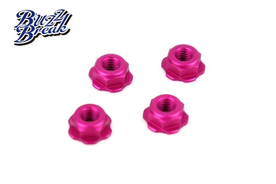 OVERDOSE BB-LN-015 BuzzBreak BB LOCK NUT (Low Height Serrated Type/Pink/4pcs)