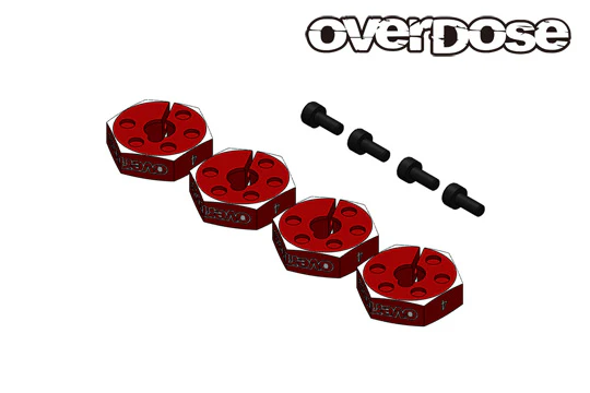 OVERDOSE OD3968 Aluminum Wheel Hub Set (4mm/Red/4pcs)