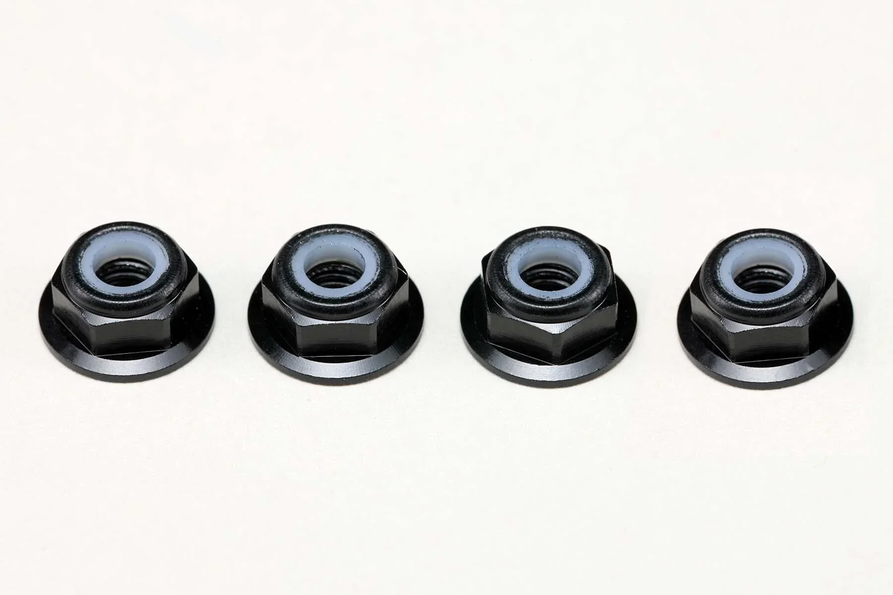 Yokomo ZC-N4AFLBK Aluminum 4mm Thin Flanged Nylon Lock Nuts / Black (4pcs)
