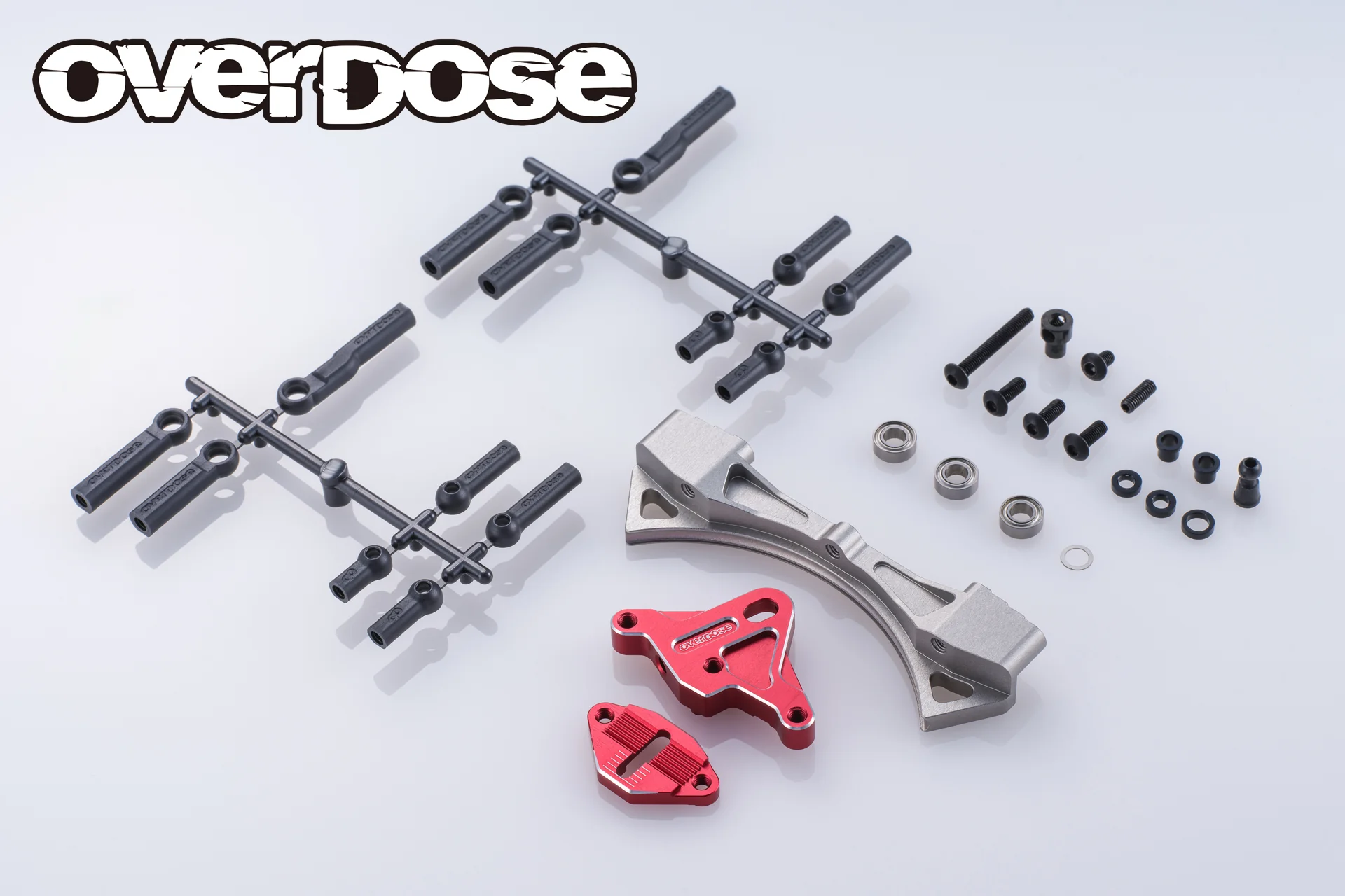OVERDOSE OD3938 Aluminum Curved Slide Rack Steering Set Type-3 (For GALM/Red)