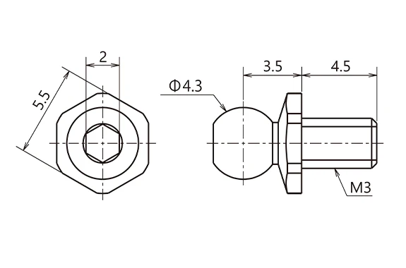 REVED RT-006SNS SPM Titanium Rod End Ball, Short Neck, S (Φ4.3mm, Thread Length 4.5mm, 2 Pieces) - Image 3