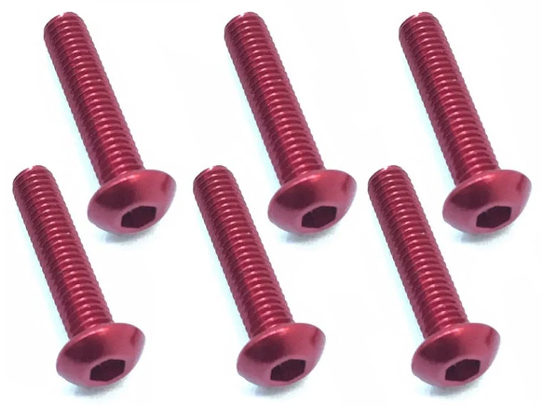 Square NAX-314R 3x14 Hex Button Screws (Red/6 Pieces)