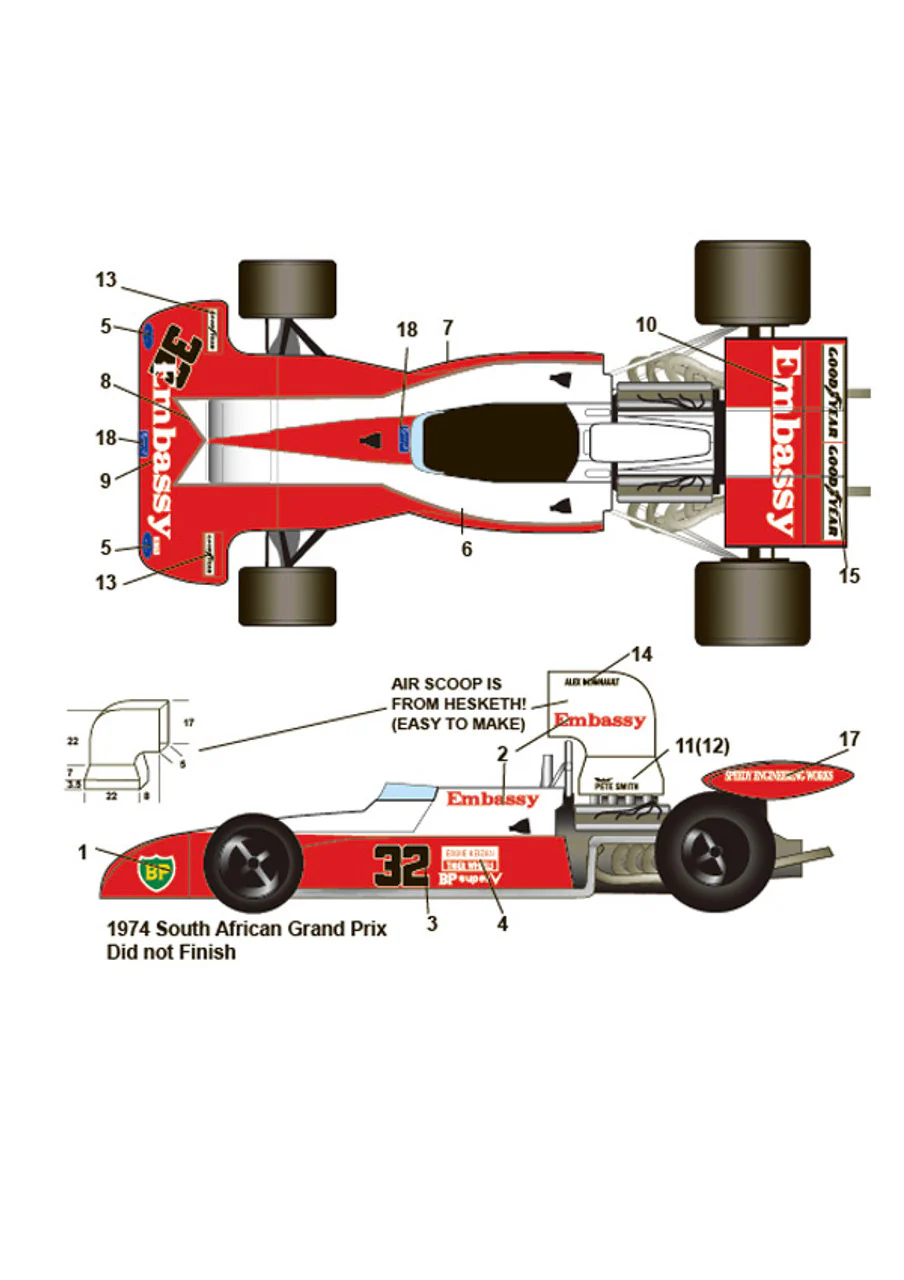 Studio27 DC1076 1/20 Tyrrell 004 Embassy - Image 2