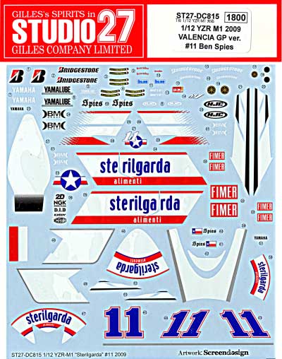 Studio27 DC815 1/12 YZR M1 2009VALENCIA GP ver. #11 Ben Spies Decal - Image 3