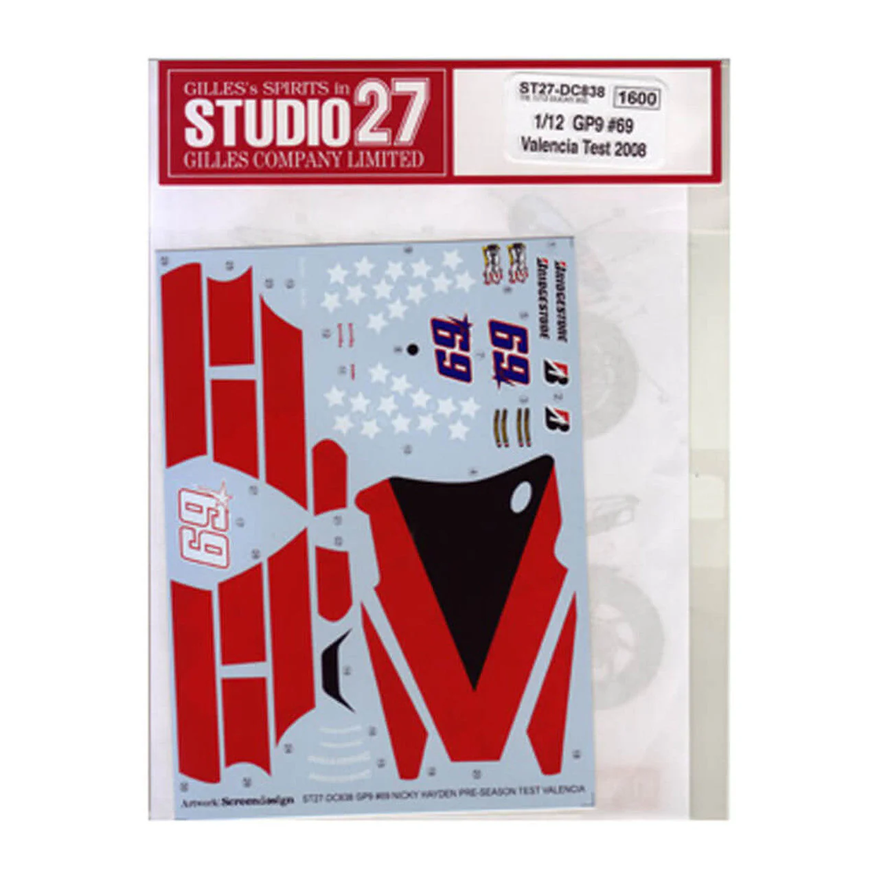 Studio27 DC838 1/12 GP9 #69 Valencia Test 2008 Decal - Image 2