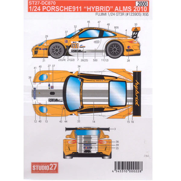 Studio27 DC870 1/24 Porsche 911GT3R "Hybrid" 2010 #911 - Image 4