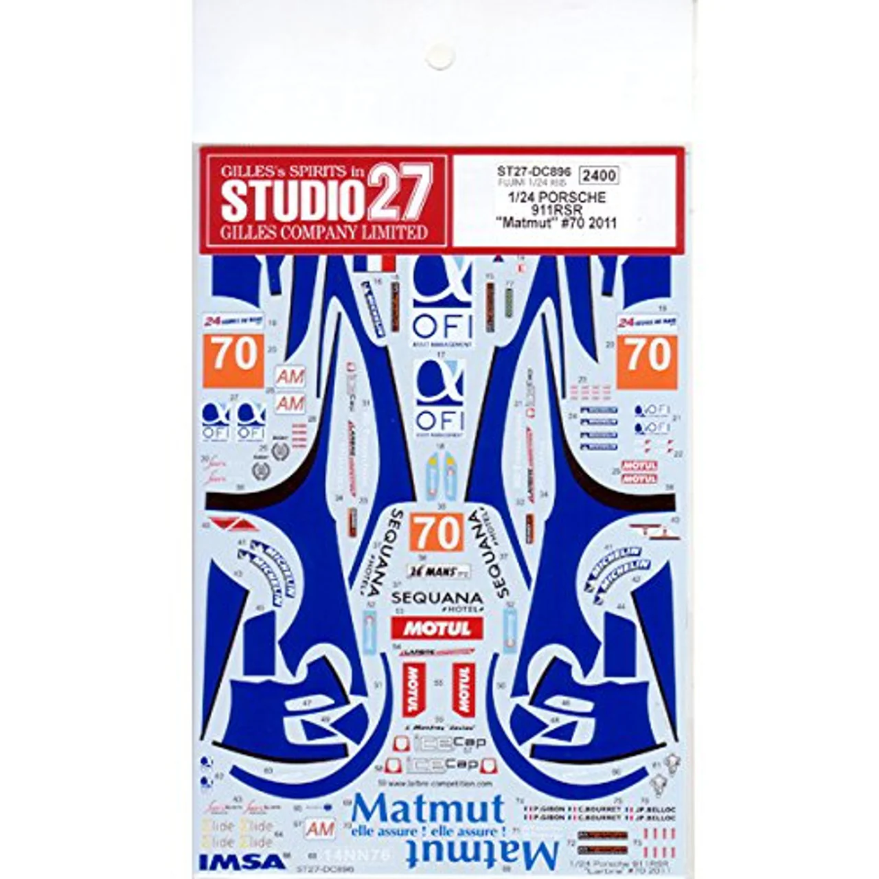 Studio27 DC896 1/24 Porsche 911RSR "Matmut" #70 2011 Fujimi Exclusive Decal
