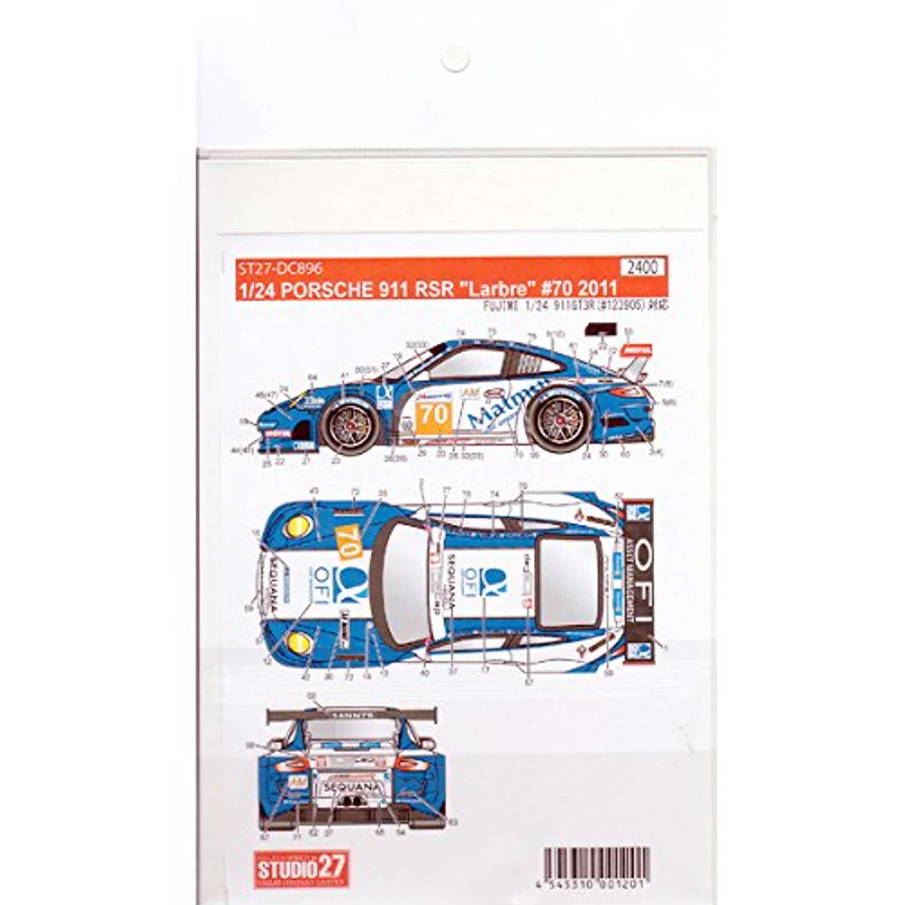 Studio27 DC896 1/24 Porsche 911RSR "Matmut" #70 2011 Fujimi Exclusive Decal - Image 4