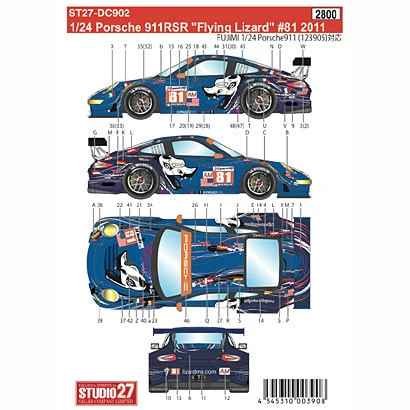 Studio27 DC902 1/24 Porsche 911 RSR 'Flying Lizard' #81 2011 Decal - Image 4
