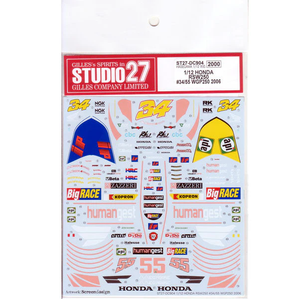 Studio27 DC904 1/12 HONDA RSW250 #34/55 WGP250 2006 Decal - Image 3