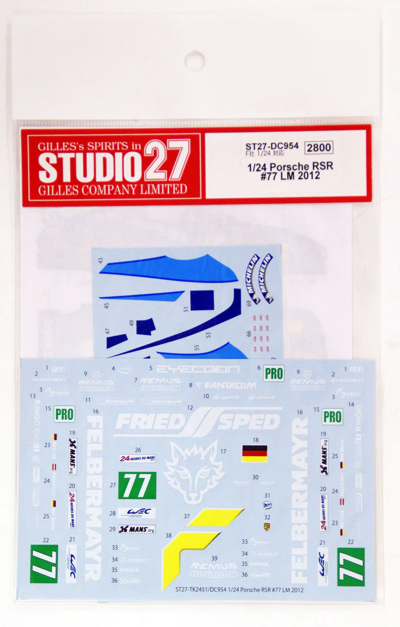 Studio27 DC954 1/24 Porsche RSR #77 LM2012 Original Decal - Image 3