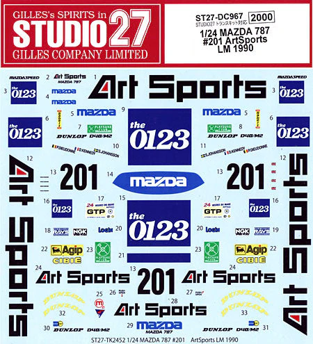 Studio27 DC967 1/24 MAZDA 787 #201 ArtSports LM 1990 Decal - Image 3