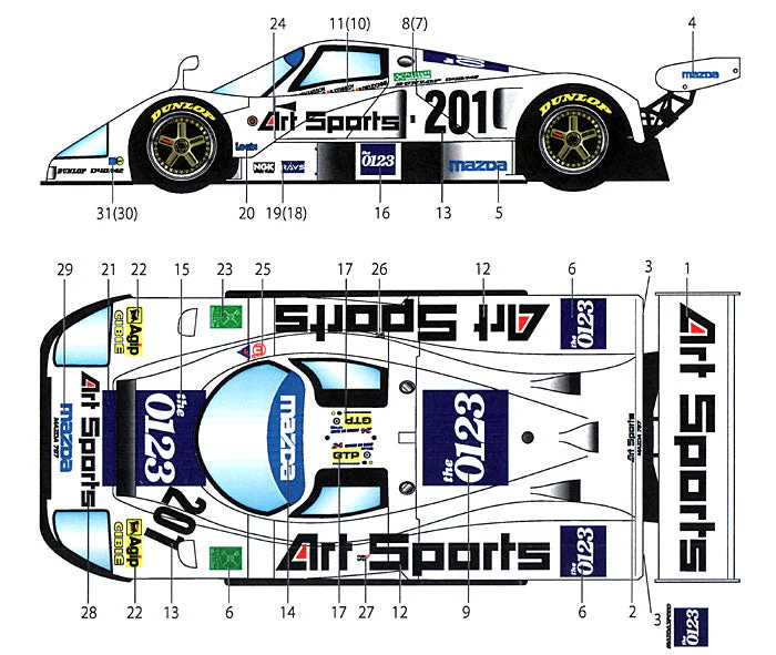 Studio27 DC967 1/24 MAZDA 787 #201 ArtSports LM 1990 Decal - Image 4