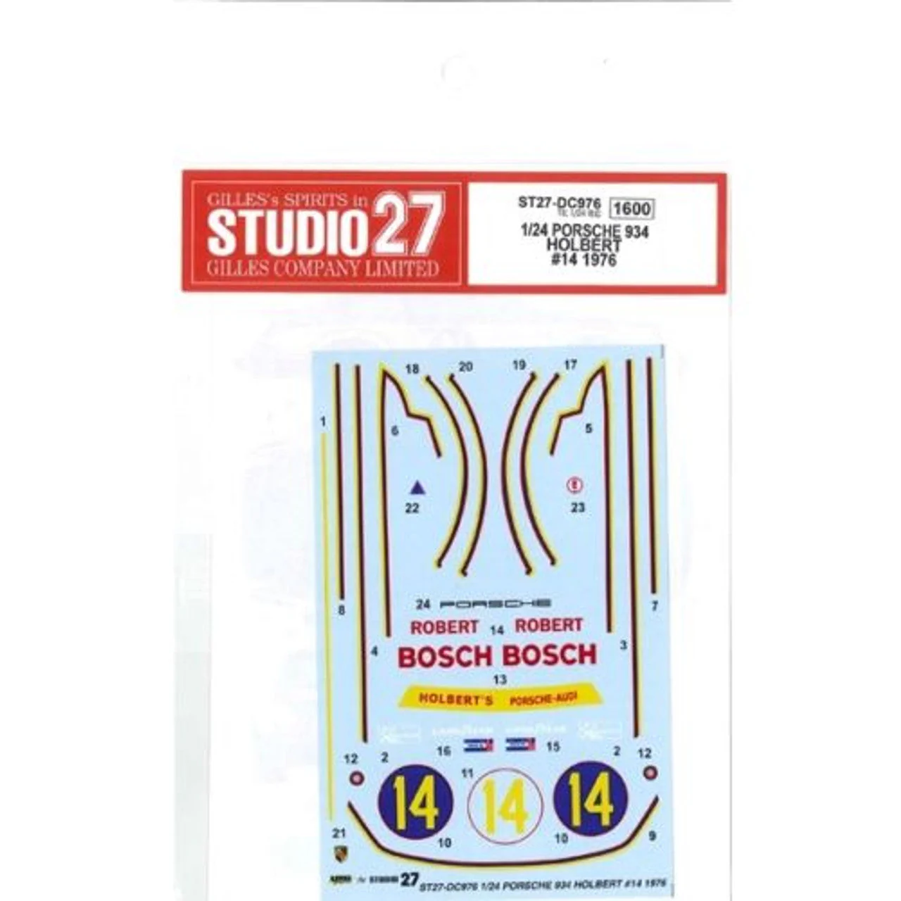 Studio27 DC976 1/24 PORSCHE934 HOLBERT #14 1976 DECAL - Image 3