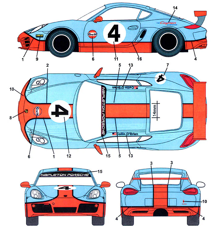 Studio27 DC989 1/24 Porsche Cayman Gulf #4 Original Decal - Image 2