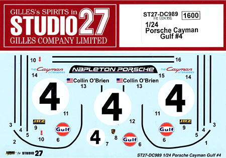 Studio27 DC989 1/24 Porsche Cayman Gulf #4 Original Decal - Image 3